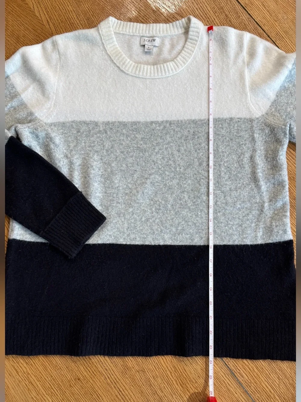 J. Crew Men’s Colorblock Crewneck Sweater in White, Gray and Black